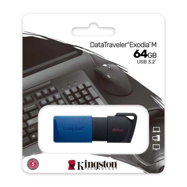 Blauwe uitschuifbare USB-Stick in verpakking